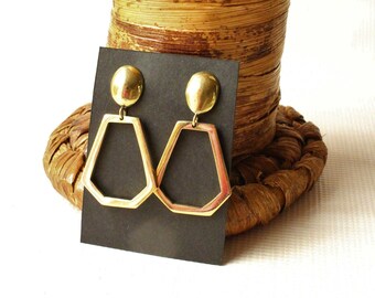 Stud earring-Pendant earring-Brass earring-Statement earring-Africa earrings-African jewelry-Gold earrings-Tribal earrings-Women earrings