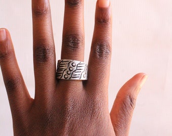 Silver ring-Statement Ring-African jewelry-Adjustable ring-Aluminium ring-Gifts for her-African ring-Ethnic ring-Tribal ring-Kenyan jewelry