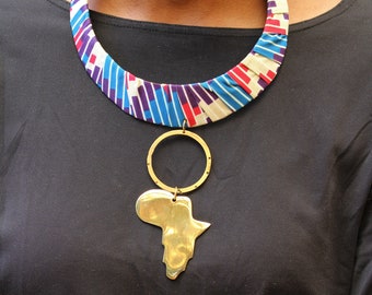 Africa pendant necklace- Statement necklace-Bead Africa jewelry-Brass necklace-African necklace gift women-Handmade pendant necklace