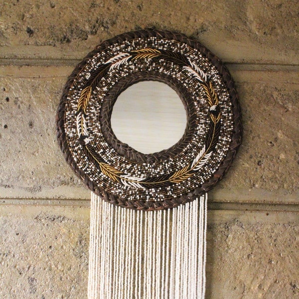 African decor-Beaded wall hanging-Africa wall hanging-Mirror decor-Africa home decor-Wall decor-Beaded mirror wall hanging-Africa home decor