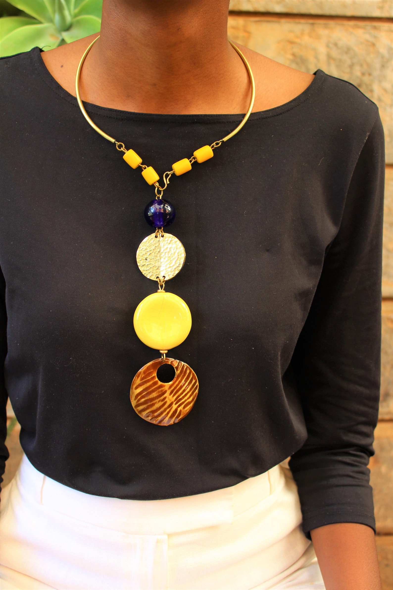 African Necklacebeaded Necklace for Womenyellow Etsy