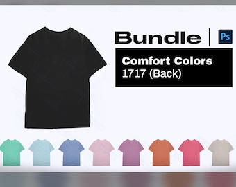 Comfort Colors 1717 Mockup back bundle Unisex mock ups T-shirt pack Flat lay mock up Men Women shirt mock bundles Templates Flatlay