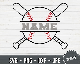Monograma de nombre dividido de béisbol SVG Monograma de béisbol SVG Equipo de béisbol Svg Camiseta de béisbol png Monograma de béisbol dividido Png Camiseta de béisbol SVG