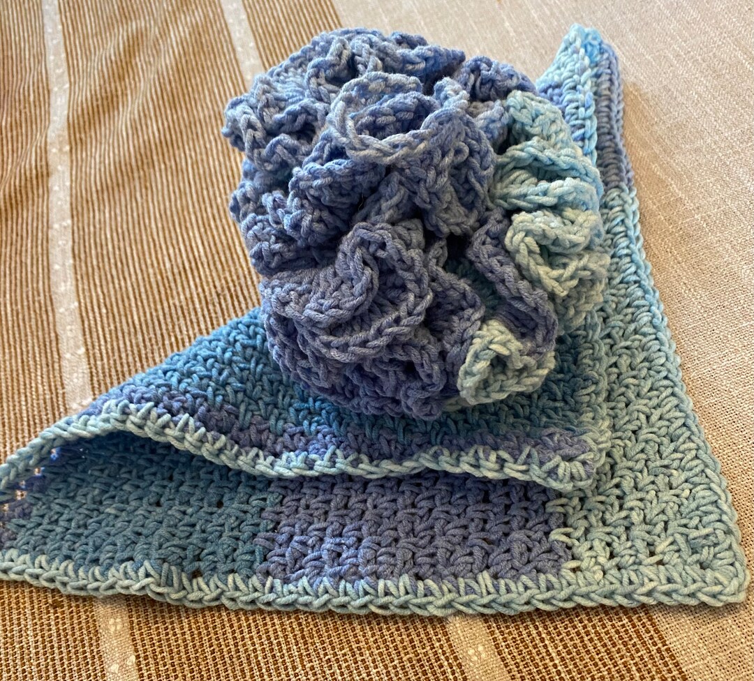 Crochet Body Pouf and Washcloth Set Etsy