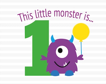 SVG, DXF, EPS Cut file This Little Monster is 1 Svg, Birthday Party Svg, Party Svg, silhouette cut file, cameo file, 1st Birthday
