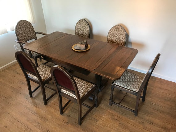 Sold Antique Tiger Oak Dining Set Etsy