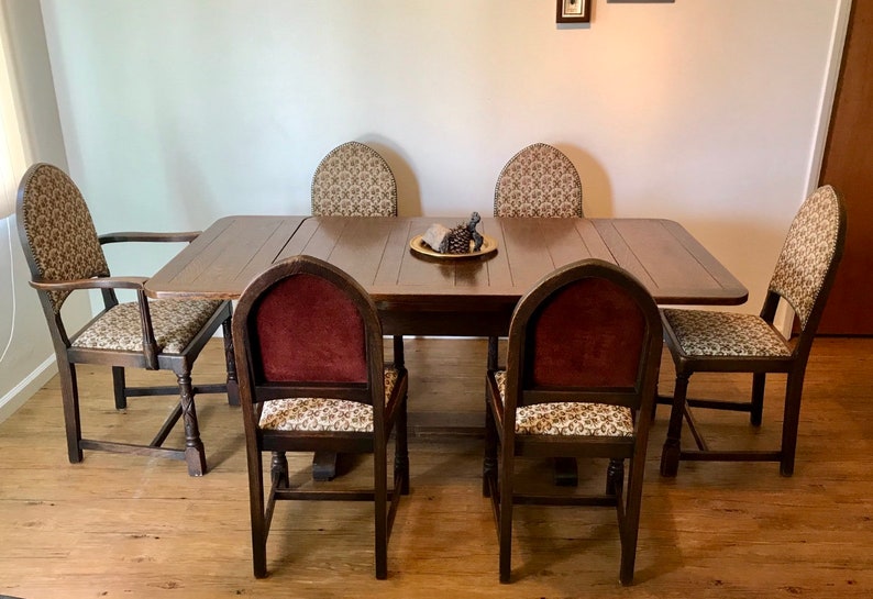 Antique Gothic Revival Jacobean Dining Set