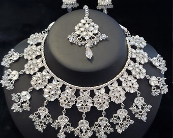Nooritrendz-indian pakistani asian silver bridal jewelry set