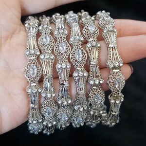 Indian/pakistani bangle set antique silver and stones