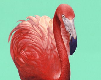 Print of my Flamingo painting, Archival quality print