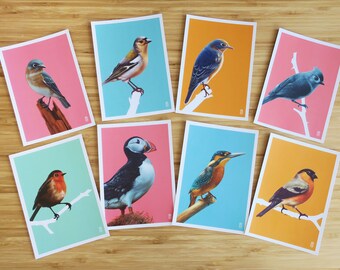 Little birds postcard set, 8 cards