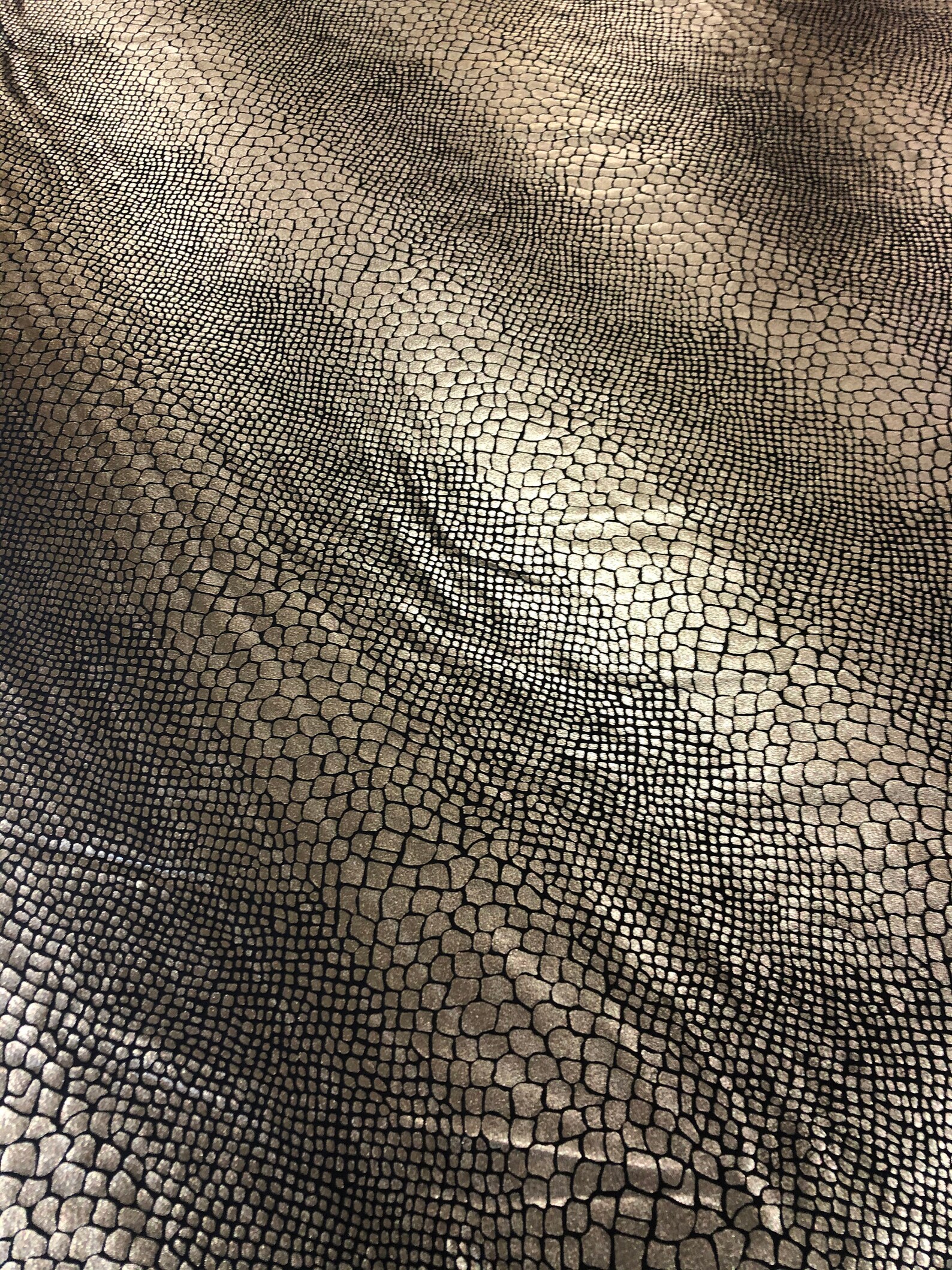 Gunmetal Metallic Foil Snake Print on Black 4 Way Stretch Etsy Australia