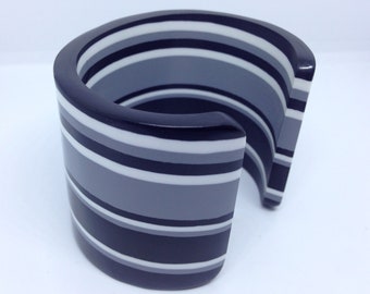 Vintage Black , white , grey plastic cuff