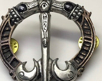 Viking pewter brass brooch  Vintage Signed mens