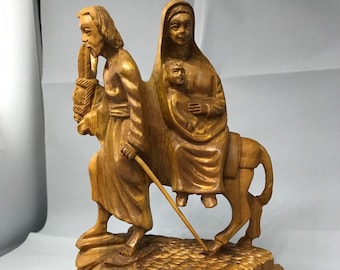 Jesus wooden statue carved Mary Joseph