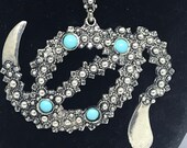 Sterling Silver snake pendant necklace turquoise