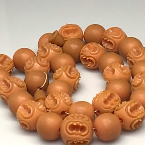 Art Deco carved Galalith necklace coral