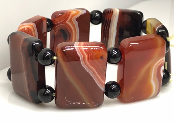 banded agate carnelian bracelet - image 7