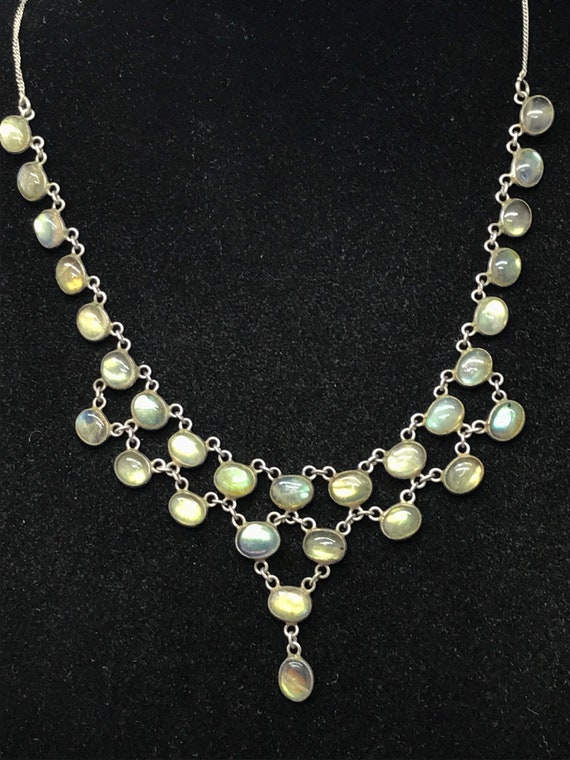 Edwardian moonstone festoon necklace Sterling Silv