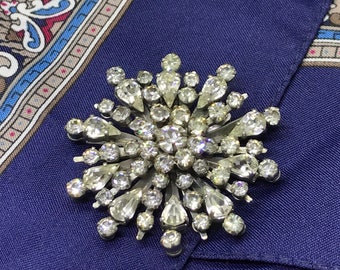 Juliana style AB crystal snowflake brooch vintage
