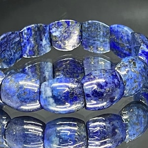Bracelet jonc en lapis-lazuli, pierre précieuse sculptée