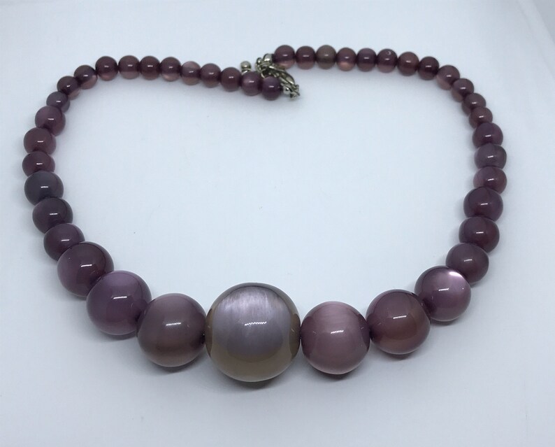 Vintage moon glow lucite necklace Purple