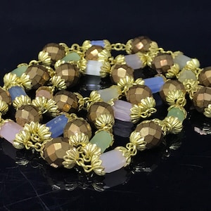 satin glass Harlequin bead necklace