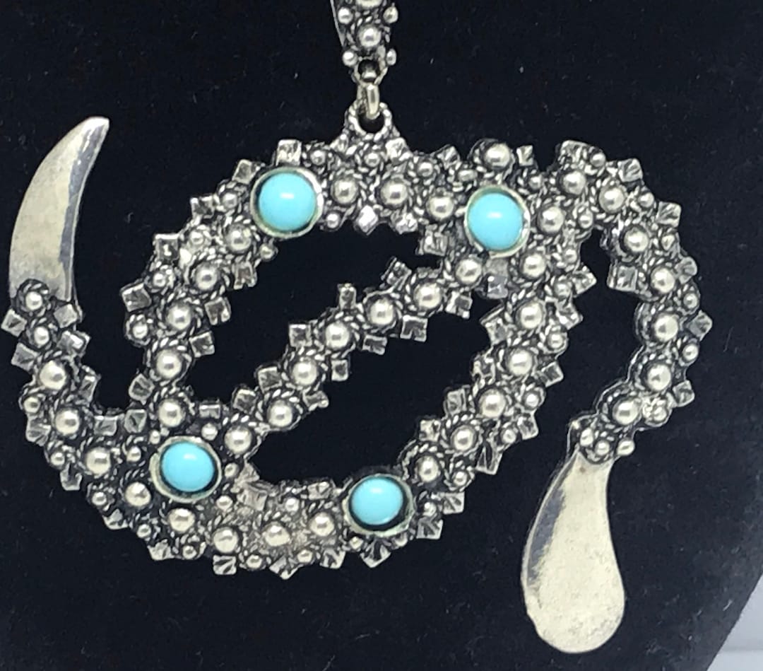 Pendentif Serpent En Argent 925 Avec Turquoise - Réf. P-AR-142, Neuf Avec étiquettes