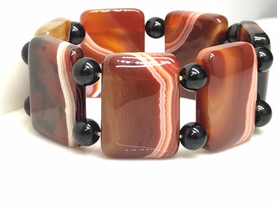 banded agate carnelian bracelet - image 4