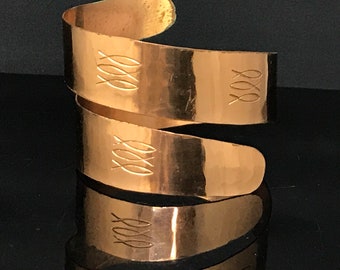 Signed copper bangle cuff unique