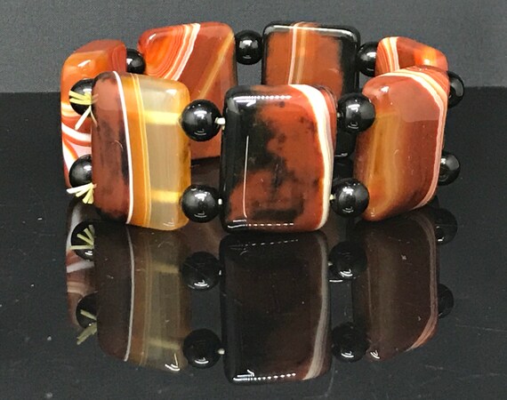 banded agate carnelian bracelet - image 6