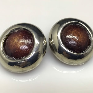 clip on earrings wood silver vintage Clara