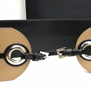 LK Bennett leather belt brown wide striped