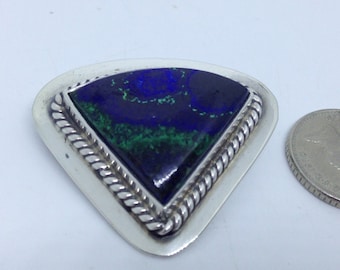 Sterling silver brooch Mexican Vintage chrysocolla