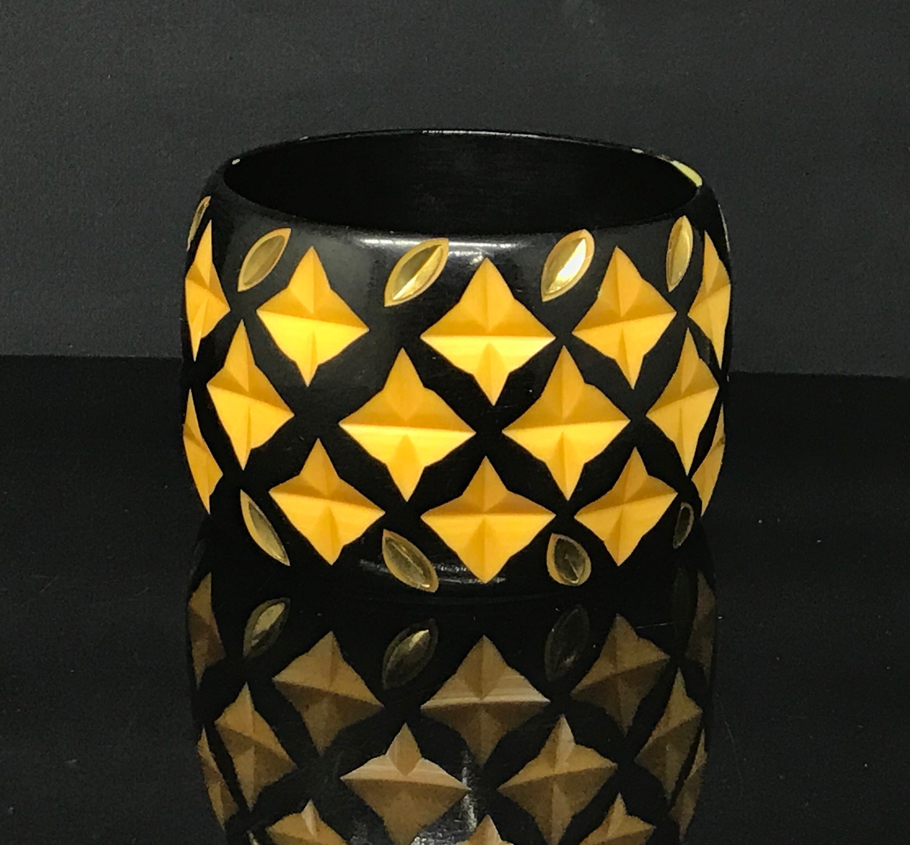 オレンジ ブラック バングル ヴィンテージ ルーサイト プラスチック