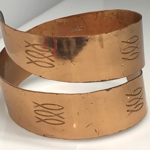 Signed copper bangle cuff unique
