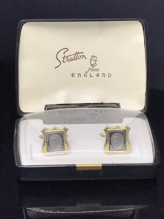 Cuff links Stratton bnwb intaglio hematite