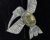 Native American pewter brooch hummingbird