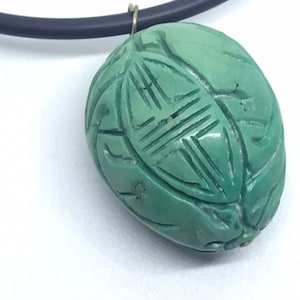 Carved turquoise pendant choker sterling