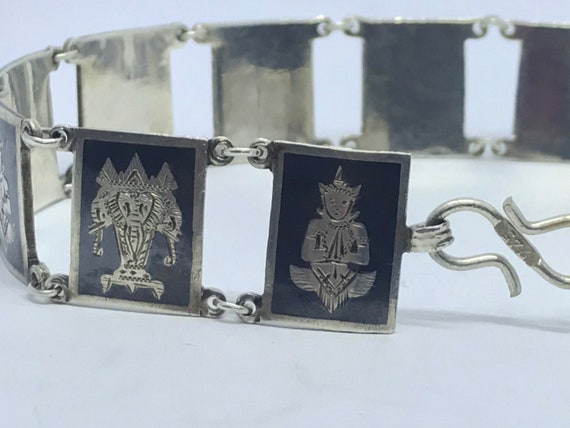 silver bracelet link Buddha  vintage Ganesha Siam - image 10