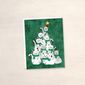 Weihnachtskarte, Catmas Tree, Festliche Illustrierte Grußkarte, 1 Stück