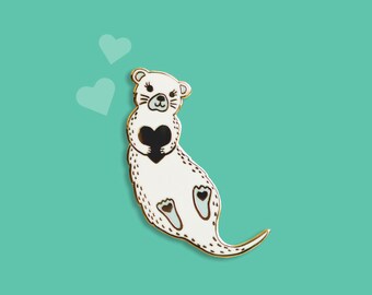 Otter Pin, Significant Otter Enamel Pin with Gold Plating