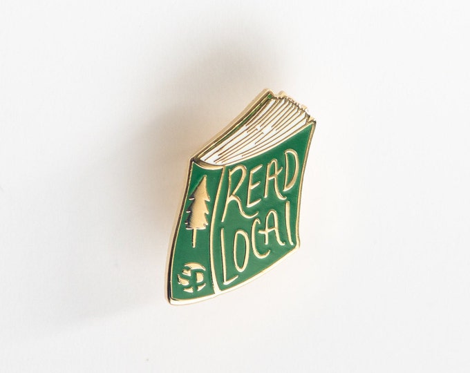 Book Lover Enamel Pin, Little Green Book Shaped Pin