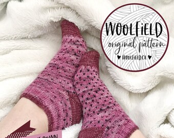 KNITTING PATTERN: Strawberry Short Socks - Ankle Sock Pattern, Fair Isle, Stranded Colorwork, Easy Sock Pattern, Hand Knit Socks
