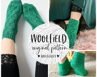 KNITTING PATTERN - Velveteen Slipper Socks - Sock Pattern, Cable Knit, Dk Sock, Dk Weight Yarn, Cable Knit Socks, Unisex, Ankle Sock