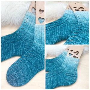 KNITTING PATTERN: Spray Lake Socks, Hand Knit Socks, Lace Socks, Cabled Sock, Ombre Socks, Gradient, Cuff Down Sock Pattern image 7