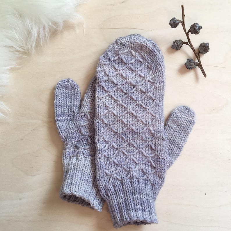 KNITTING PATTERN: Moonstone Mittens Women's Textured Mitten Pattern image 5