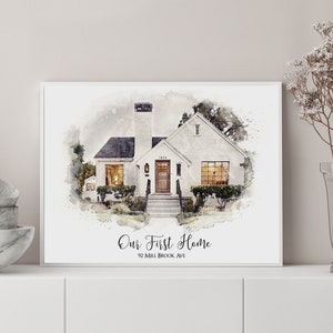 Custom House Portrait, Housewarming Gift, First Home Gift, House Portrait From Photo, Watercolor Home Portrait, Realtor Closing Gift