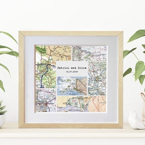 Wedding Gift, Personalized Map Art, 6 Map Design, Map print, Custom wedding gift, Couples Map Gift, Anniversary Gift, Bridal Shower Gift