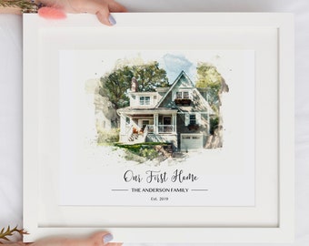 Personalized Watercolor House Portrait, Realtor Closing Gift